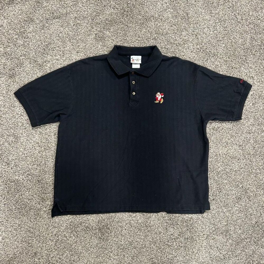 Black Disney World Polo With Embroidered Dwarf Grouchy